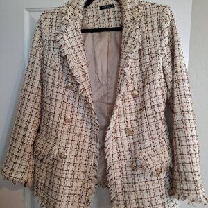 Emery Rose Cream/Brown Check Blazer